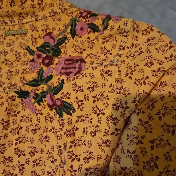 Ryan Michael Women's S Yellow Pearl Snap Costal Girl Western Embroidered Fringe - Picture 10 of 10